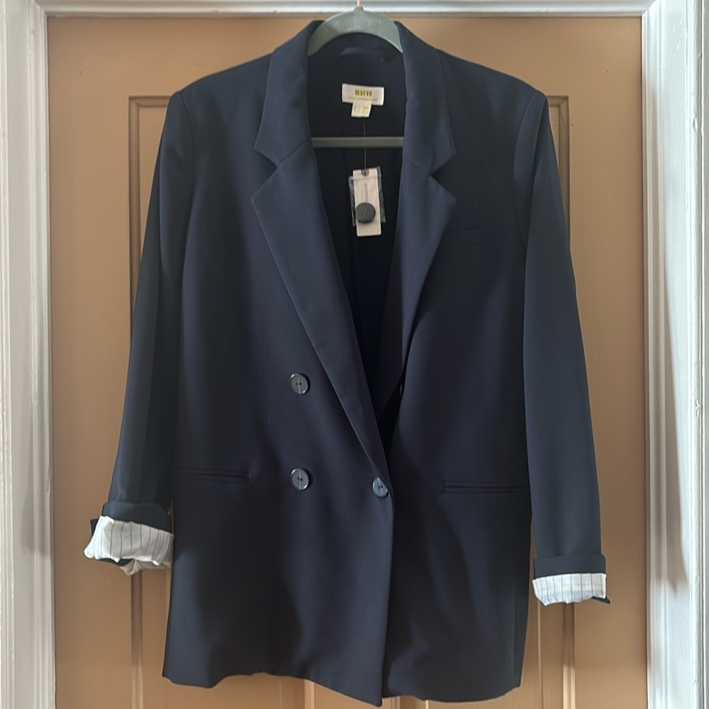 Mauve Anthropologie double breasted jacket